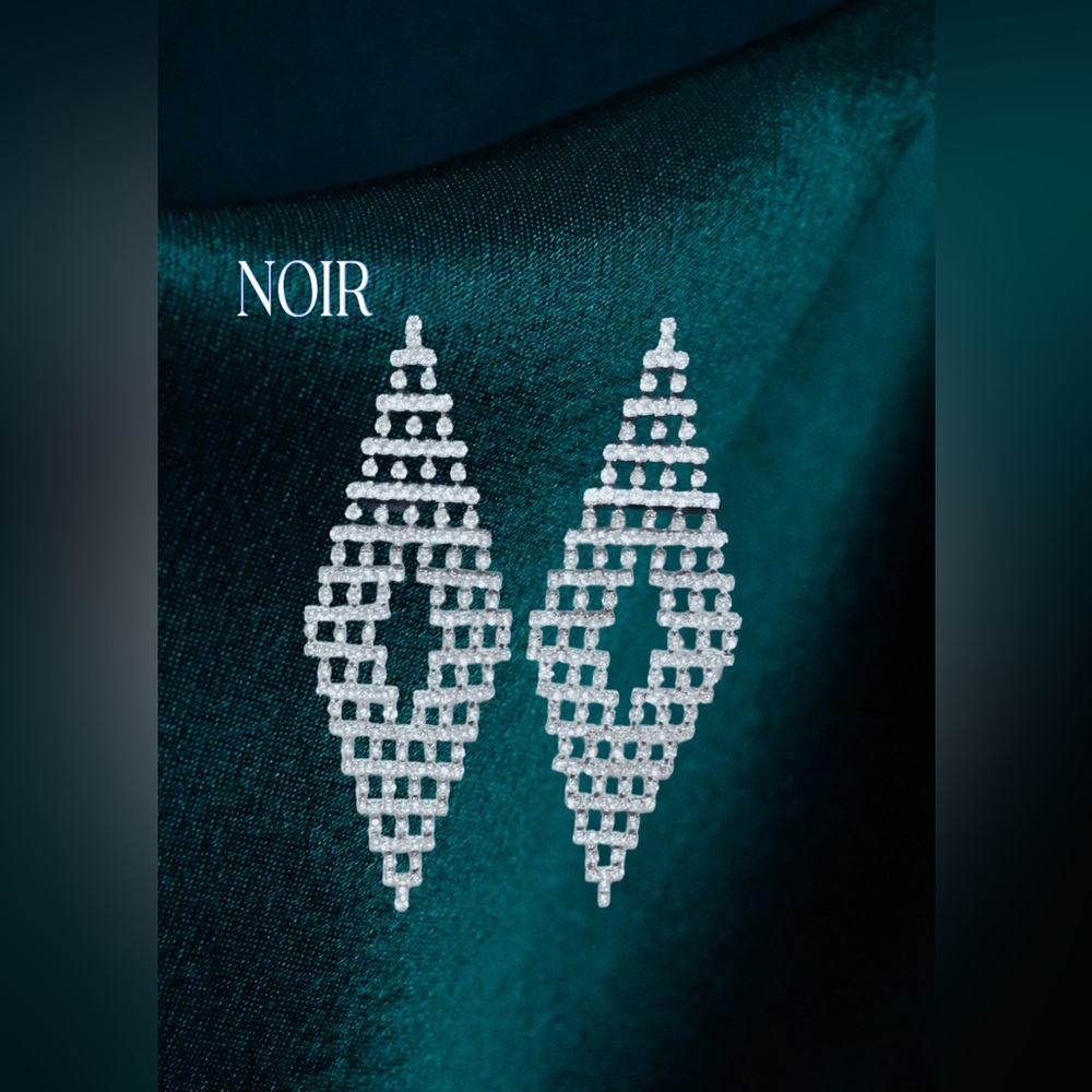 NEW - Noir Rhinestone Geometric Drop Earrings